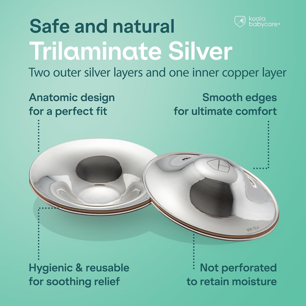 Koala Babycare The Original Silver Nursing Cups - Nipple Shields for Breastfeeding Newborn