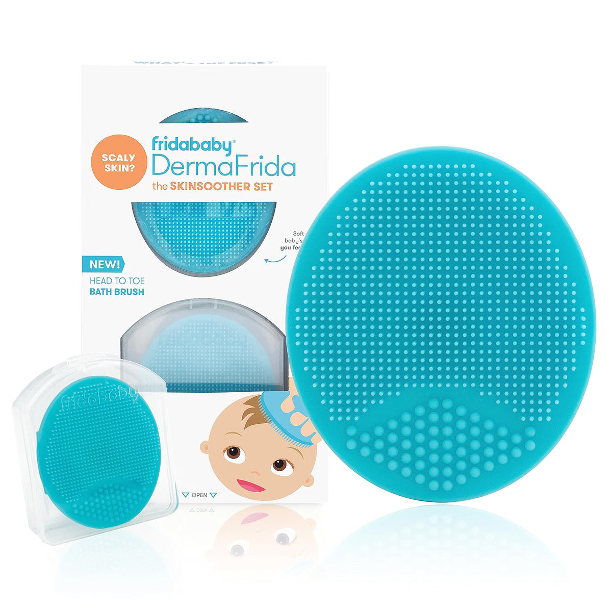 Frida Baby DermaFrida SkinSoother – Gentle Baby Bath Brush, 2-Pack