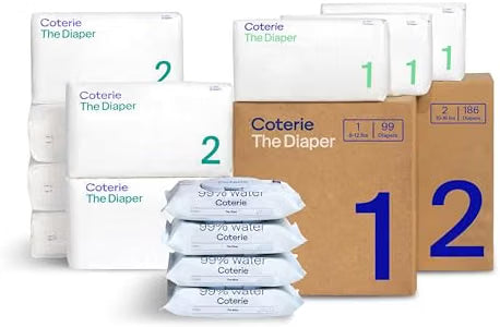 Coterie Baby Wipes + Diapers Kit – Size 1 & Size 2, 224 Diapers + 448 Wipes