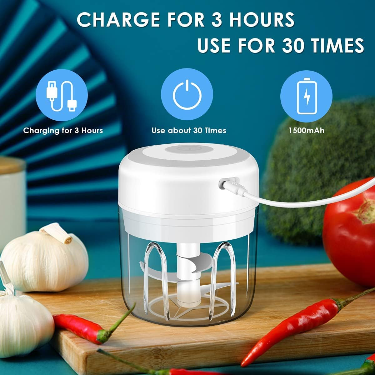 300ML Rechargeable Electric Mini Food Chopper