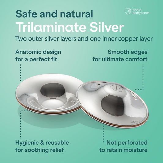 Koala Babycare The Original Silver Nursing Cups - Nipple Shields for Breastfeeding Newborn