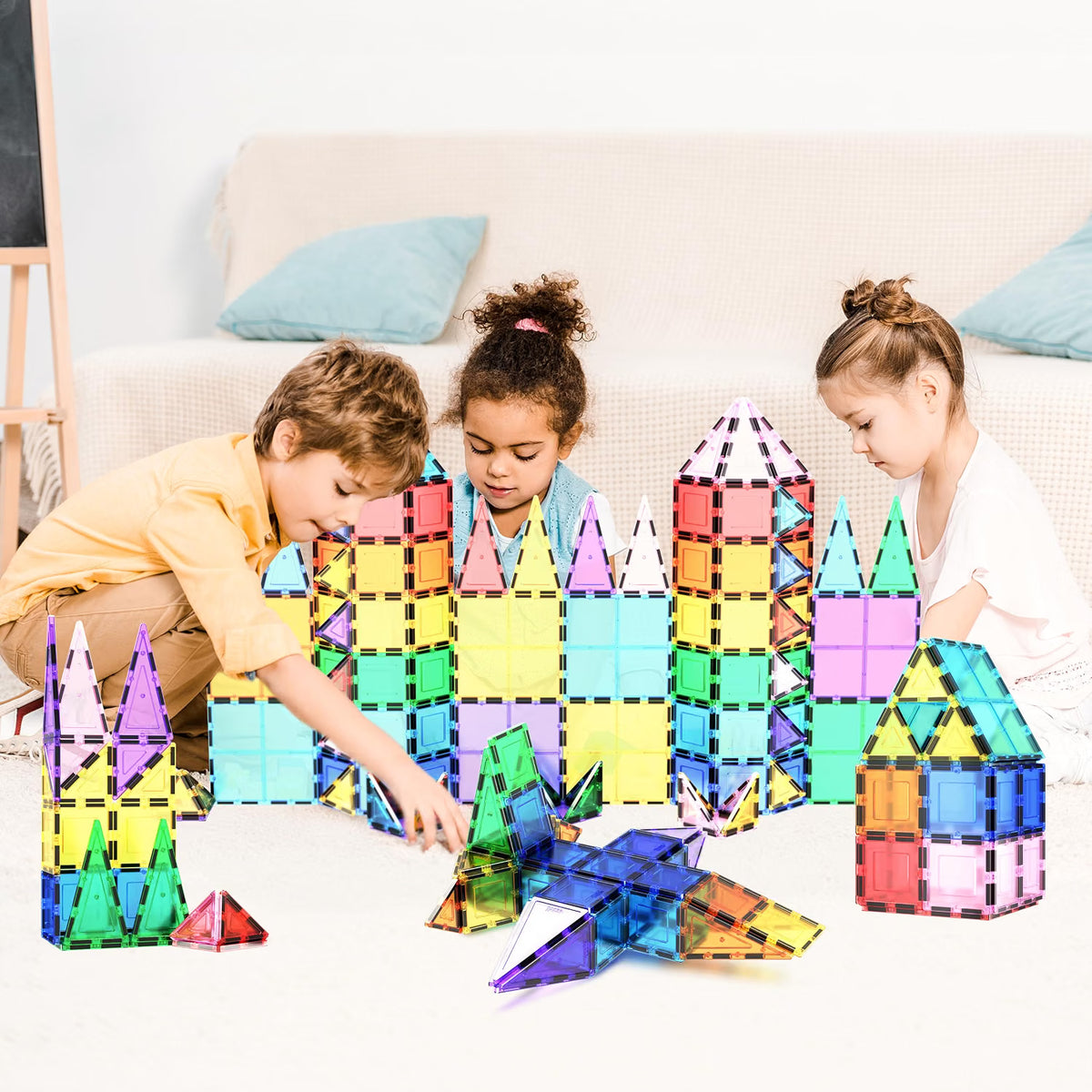PicassoTiles 100-Piece Magnetic Building Tiles for Kids 3+
