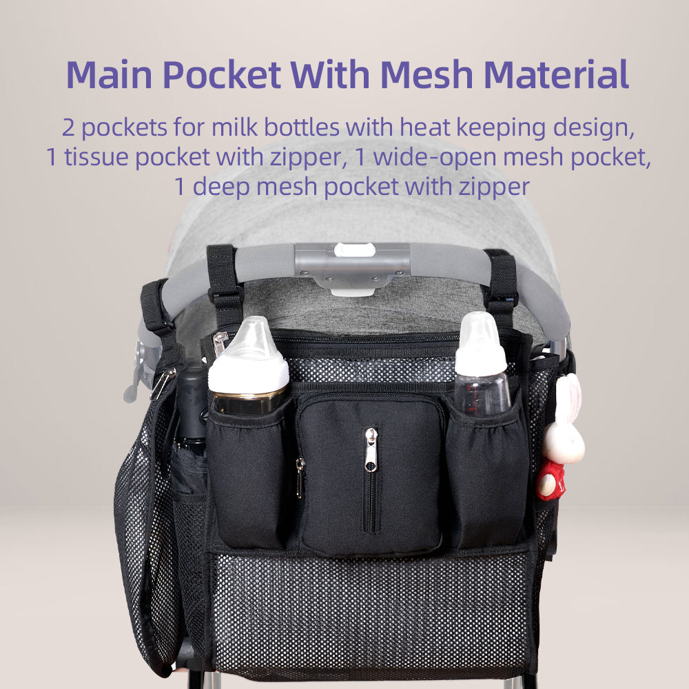 Universal Stroller Organizer with Insulated Bottle Holders