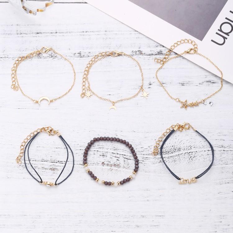 Crystal Celestial Marble 6 Piece Bracelet Set