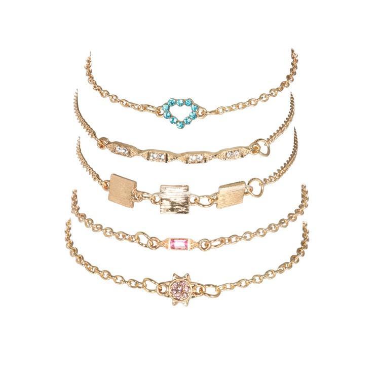 5 Piece Cute & Kitschy Pav'e Minimalist Bracelet Set